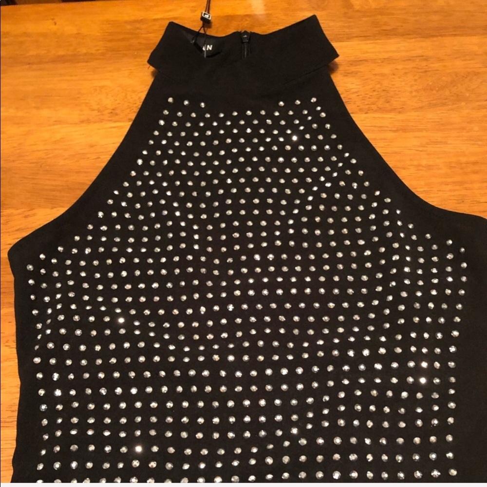 Sexy Black High Neck Bodycon Mini Dress - Picture 5 of 8